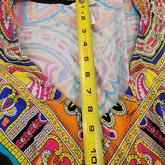 Trina Turk Size M Nepal Black Paisley Tunic Swim Cover up Mini Dress Luxury Pool - Picture 8 of 9